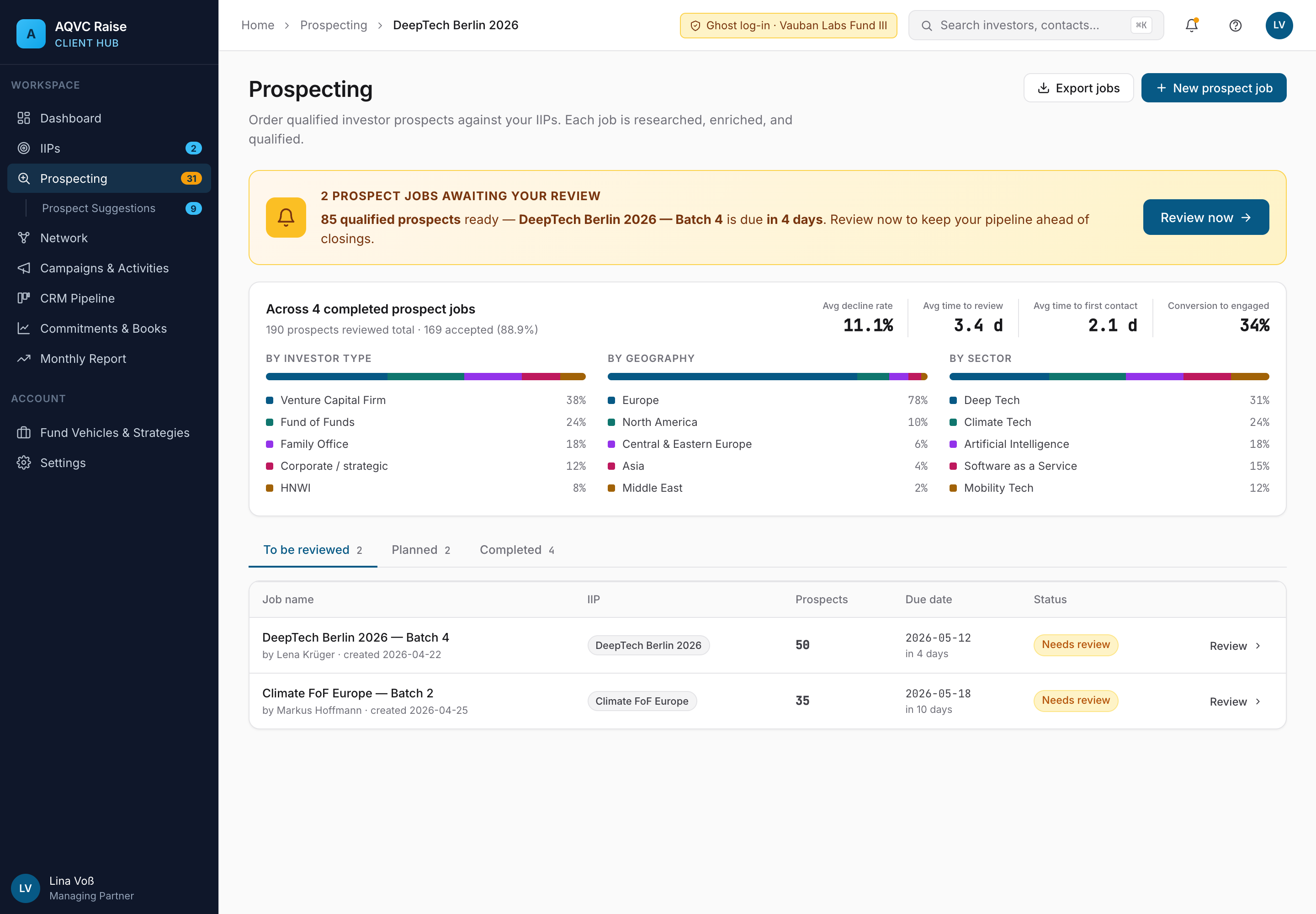 Prospect reviewing
